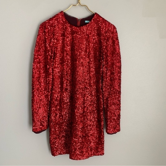 Urban Outfitters Kimchi blue sequin open back mini dress Taylor Swift red - Picture 2 of 7